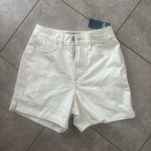 Hollister White High-Rise Denim Shorts